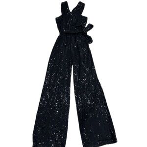 MICHAEL KORS Black Jumpsuit, Women’s M Halter Sequined Jumpsuit w/Matching Belt